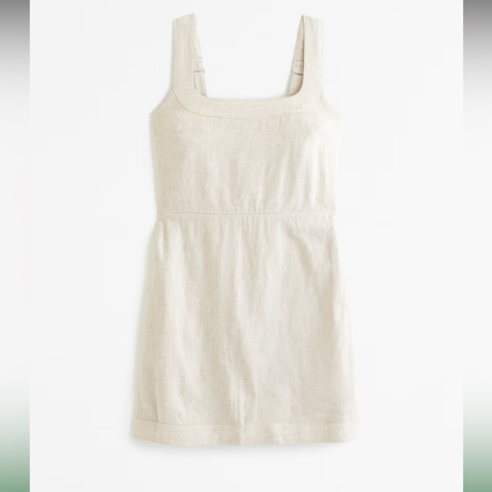 Abercrombie & Fitch Cream Square-Neck Linen Mini Dress